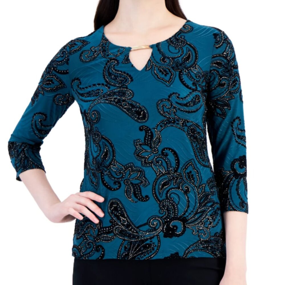 Paisley Trendy Plus Keyhold Tunic NWT